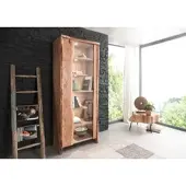 MASSIVMOEBEL24.DE Vitrine Akazie 81x45x204 natur lackiert PURE ACACIA #107
