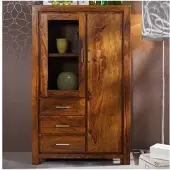 MASSIVMOEBEL24.DE Highboard Sheesham 90x42x148 braun lackiert METRO LIFE #108