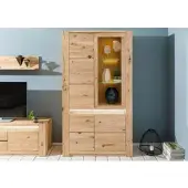 MASSIVMOEBEL24.DE Vitrine Wildeiche 113x40x205 beige geölt KENT #202