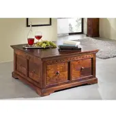 MASSIVMOEBEL24.DE Truhe Akazie 90x90x45 nougat lackiert OXFORD #415