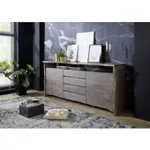 MASSIVMOEBEL24.DE Sideboard Akazie210x45x96 grau lackiert PURE ACACIA #901