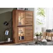 MASSIVMOEBEL24.DE Vitrine Wild-/Zerreiche 95x42x150 natur geölt MONTREUX #102
