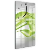 Tulup Glasuhr Wanduhr Küchenuhr Echt-Glas 30x60 Abstrakte Linien Grün
