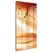 Tulup Glasuhr Wanduhr Küchenuhr Echt-Glas 30x60 Muster Orange