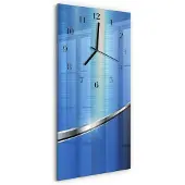 Tulup Glasuhr Wanduhr Küchenuhr Echt-Glas 30x60 Muster Blau
