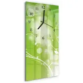 Tulup Glasuhr Wanduhr Küchenuhr Echt-Glas 30x60 Muster Grün
