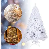 Jiubiaz Weihnachtsbaum künstlicher Tannenbaum inkl. Baumständer Metall Weiß 210cm