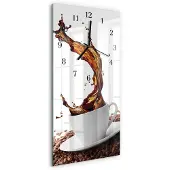 Tulup Glasuhr Wanduhr Küchenuhr Echt-Glas 30x60 Kaffetasse Mehrfarbig
