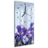Tulup Glasuhr Wanduhr Küchenuhr Echt-Glas 30x60 Blumen Lila