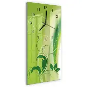 Tulup Glasuhr Wanduhr Küchenuhr Echt-Glas 30x60 Muster Grün