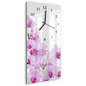 Tulup Glasuhr Wanduhr Küchenuhr Echt-Glas 30x60 Orchideen Lila