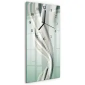 Tulup Glasuhr Wanduhr Küchenuhr Echt-Glas 30x60 Muster Grau
