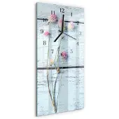 Tulup Glasuhr Wanduhr Küchenuhr Echt-Glas 30x60 Klee Weiß