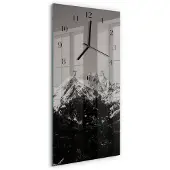 Tulup Glasuhr Wanduhr Küchenuhr Echt-Glas 30x60 Berge Grau