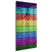 Tulup Glasuhr Wanduhr Küchenuhr Echt-Glas 30x60 Platte Mehrfarbig