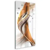 Tulup Glasuhr Wanduhr Küchenuhr Echt-Glas 30x60 Abstrakt Beige