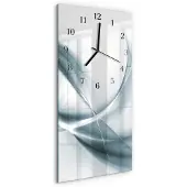 Tulup Glasuhr Wanduhr Küchenuhr Echt-Glas 30x60 Abstrakt Silber