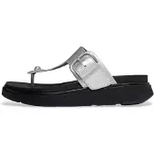 FitFlop für Damen. A2S-011 Gen-FF Schnallen-Sandalen aus silbernem Leder (40), 1 bis 3 cm, Keine, Lässig