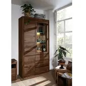 MASSIVMOEBEL24.DE Vitrine Sheesham 109x40x202 rot-braun gebeizt TORONTO #111