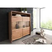 MASSIVMOEBEL24.DE Highboard Akazie 131x45x147 natur lackiert PURE ACACIA #105