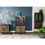 MASSIVMOEBEL24.DE Highboard Sheesham 80x45x145 schwarz lackiert SUN #104
