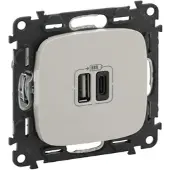 Legrand 754966 USB-A+C 2-fach Lade- steckdose 2M 3A Valena Allure mandelweiß