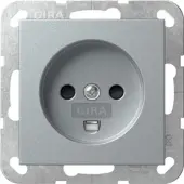 Gira 442226 Steckdose Dänisch mit Shutter System 55 Farbe Aluminium
