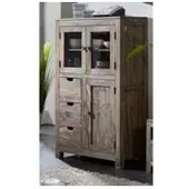 MASSIVMOEBEL24.DE Vitrine Sheesham 90x45x148 grau geölt NATURE GREY #62