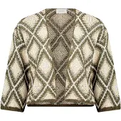 Cartoon Strick-Cardigan mit Jacquard in Khaki/Beige | Gr.: 40