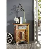MASSIVMOEBEL24.DE Nachttisch Altholz 50x42x70 mehrfarbig lackiert FABLE #03