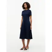 Tommy Hilfiger Midikleid "INTERLOCK F&F MIDI DRESS" Ohne Taschen Interlock-Baumwolle, Regular Fit
