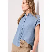 Street One Hemdbluse Kurzarm Sommerbluse im Denim-Look