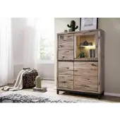 MASSIVMOEBEL24.DE Highboard Wildeiche 103x40x148 bianco geölt VILLANDERS #205