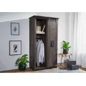 MASSIVMOEBEL24.DE Schrank Mango 100x60x190 grau lackiert RAILWAY #216