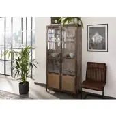 MASSIVMOEBEL24.DE Vitrine Mango 90x40x190 braun lackiert HEAVY INDUSTRY #223
