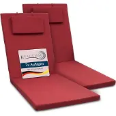 Beautissu 2er Set Gartenliege Auflage Sonnenliege Loft RL, 200x60x5cm, Rot