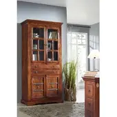 MASSIVMOEBEL24.DE Vitrine Akazie 94x50x195 nougat lackiert OXFORD #452