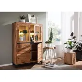 MASSIVMOEBEL24.DE Vitrine Wildeiche 103x40x148 natur geölt VILLANDERS #102