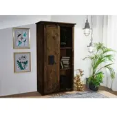 MASSIVMOEBEL24.DE Schrank Mango 100x50x190 braun lackiert RAILWAY #415