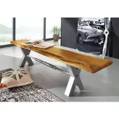 MASSIVMOEBEL24.DE Bank Akazie 200x38x46 natur lackiert IRON LABEL #137