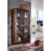 MASSIVMOEBEL24.DE Vitrine Altholz 100x40x180 mehrfarbig lackiert FREEZY #30