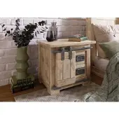 MASSIVMOEBEL24.DE Nachttisch Mango 50x40x45 whitewash lackiert RAILWAY #3012