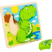 Bigjigs Holz-Formpuzzleset "T-Rex" - 4 Teile.