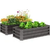Outsunny 2er-Set Hochbeet Blumenhochbeet witterungsbeständig, Pflanzbeet