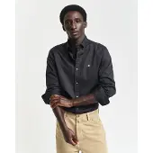 Gant für Herren. 3000102 Klassisches Popeline-Hemd Slim Fit schwarz (L), Lässig, Party, Baumwolle, Langarm, Nachhaltig