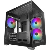 Mars Gaming MCVIEW3, Mini Tower, Schwarz, micro ATX, Mini-ITX, Gehärtetes Glas, 15,5 cm, 33 cm