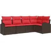 vidaXL Gartensofa-set 5 stk. Braun Poly-Rattan