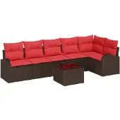 vidaXL Gartensofa-set 7 stk. Braun Poly-Rattan