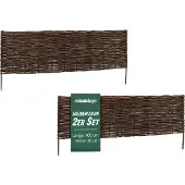 Relaxdays Beeteinfassung, Weide, 2er Set, HxB: 30 x 100 cm, zum Stecken, Beet & Rasen, niedrige Beetumrandung, braun