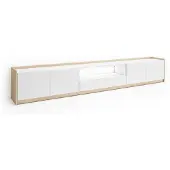 Skraut Home TV-Möbel Holzeffekt weiß und eiche 310x37x50cm mit Led